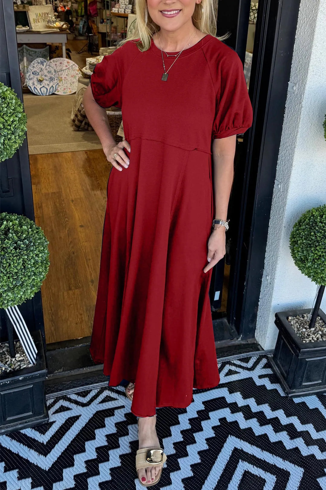 Elena | Puff Sleeve Maxi Dress