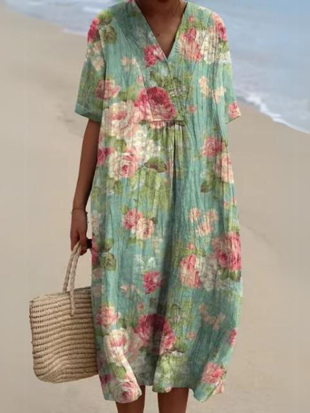 Sylvia | Colorful Coastal Midi Dress