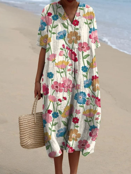 Sylvia | Colorful Coastal Midi Dress