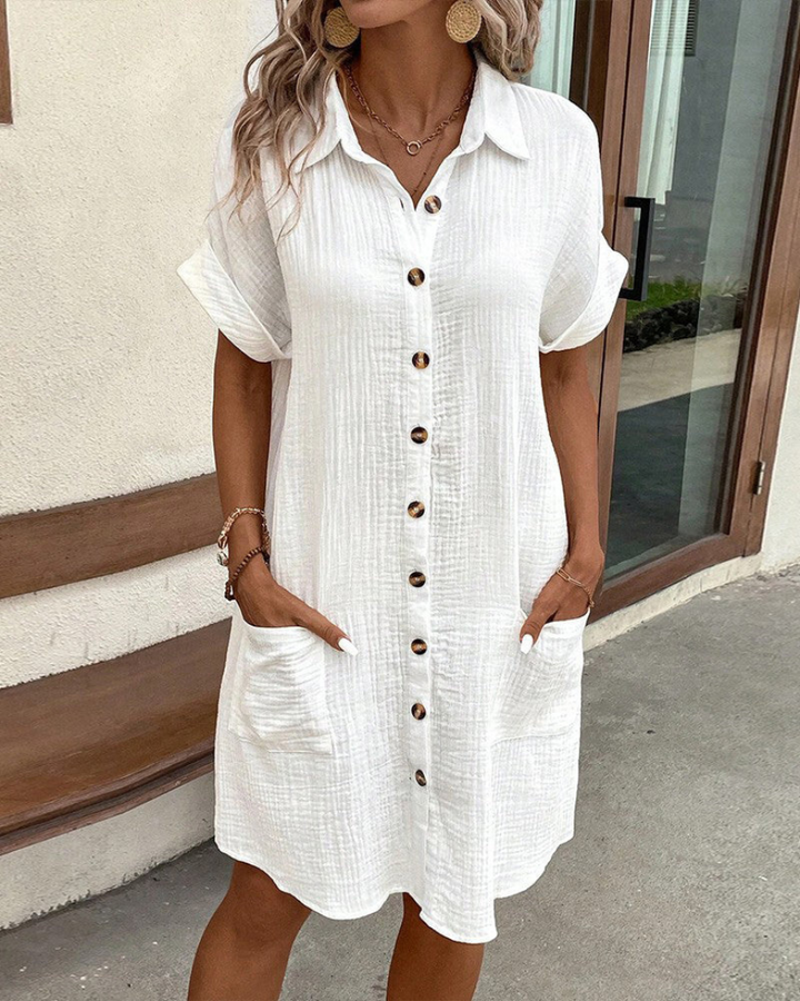 Andrea | Textured Cotton Shirt Dress