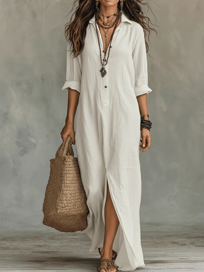 Linda | Effortless Maxi Shirt Dress