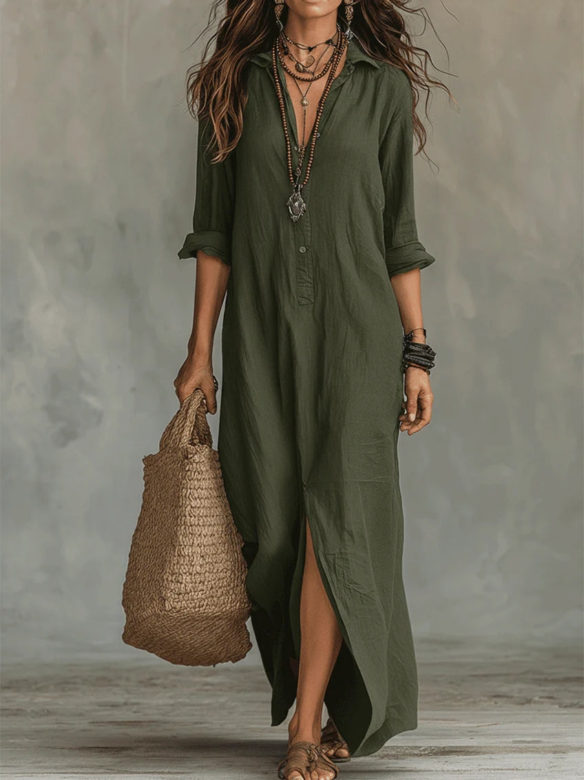 Linda | Effortless Maxi Shirt Dress