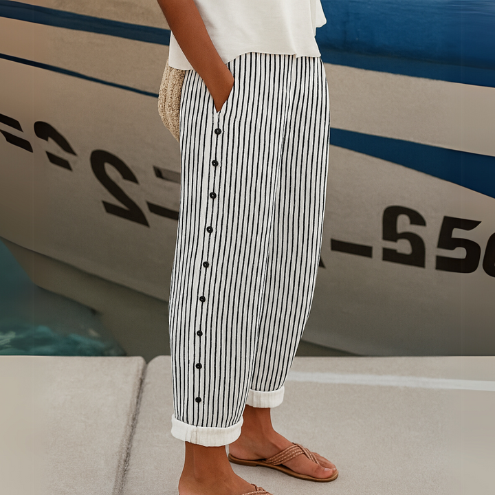 Patricia | Striped Button Comfort Pants