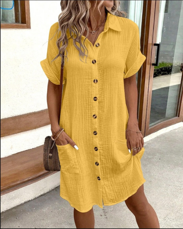 Andrea | Textured Cotton Shirt Dress