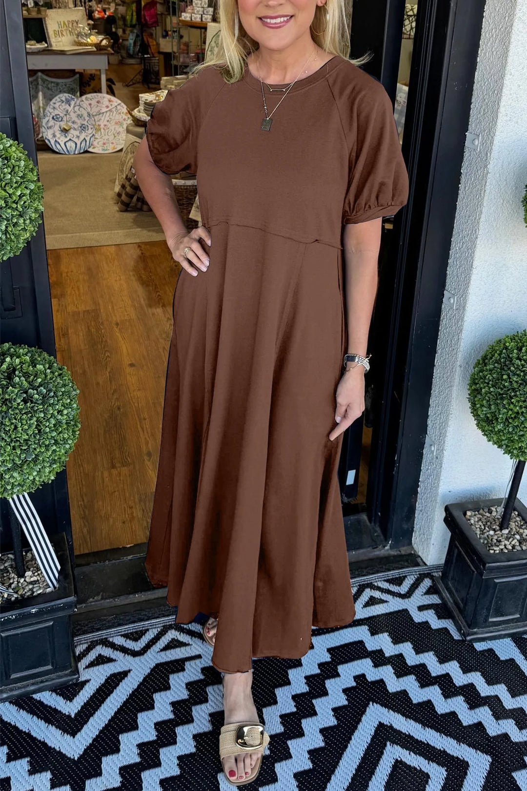 Elena | Puff Sleeve Maxi Dress