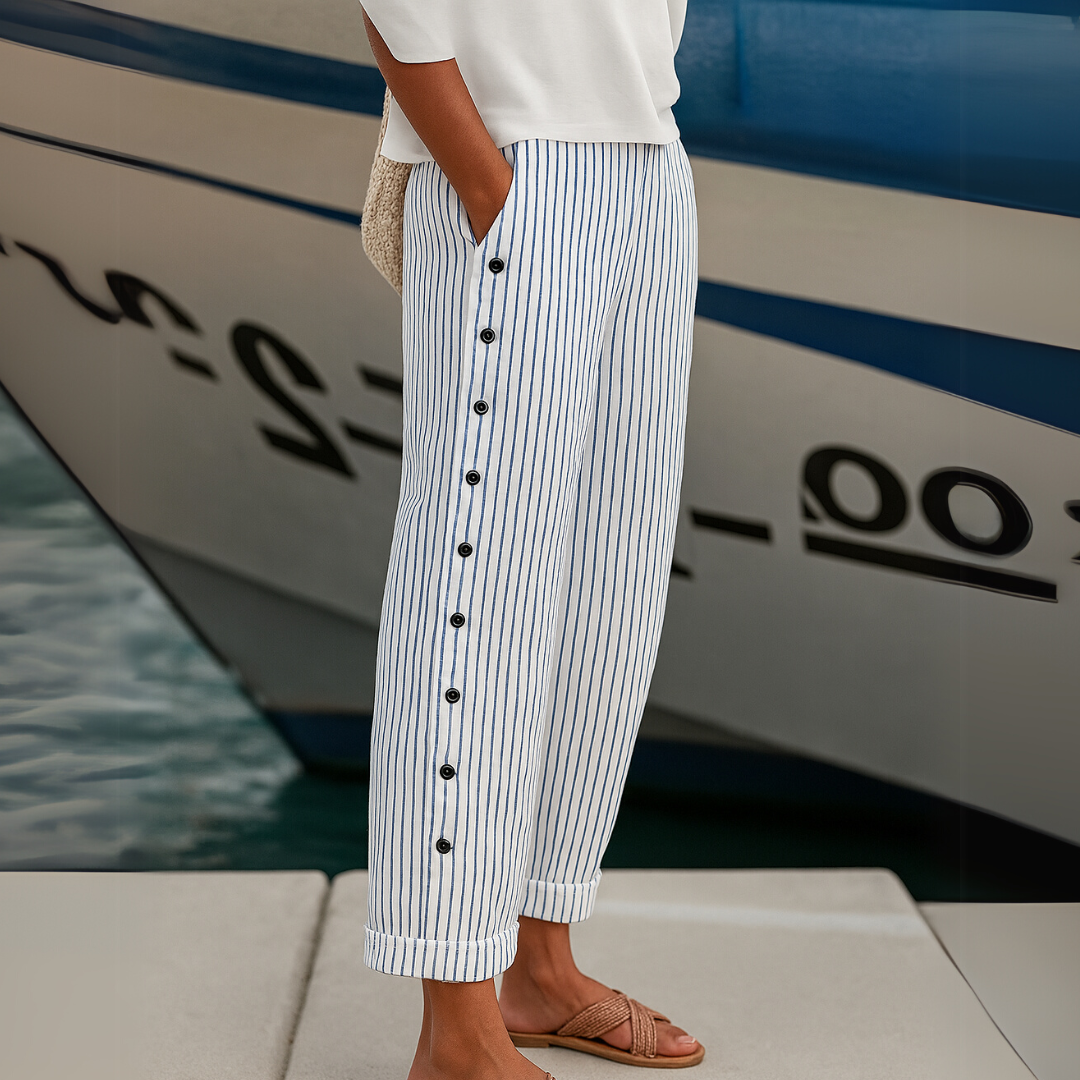 Patricia | Striped Button Comfort Pants