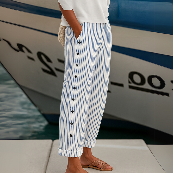 Patricia | Striped Button Comfort Pants