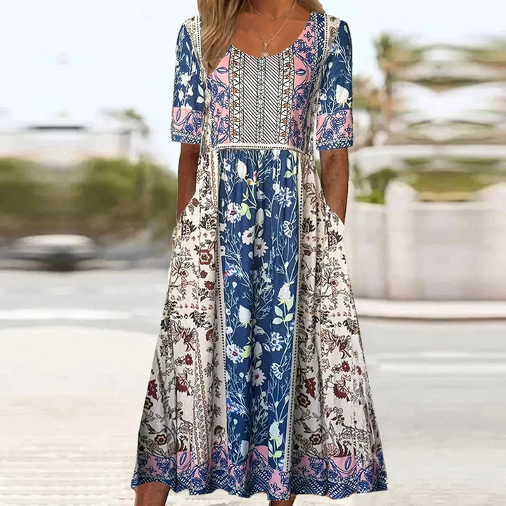 Denise | Boho Print Midi Dress
