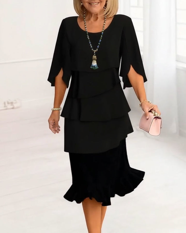Carolyn | Flowy Ruffle Midi Dress