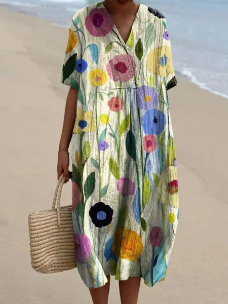 Sylvia | Colorful Coastal Midi Dress