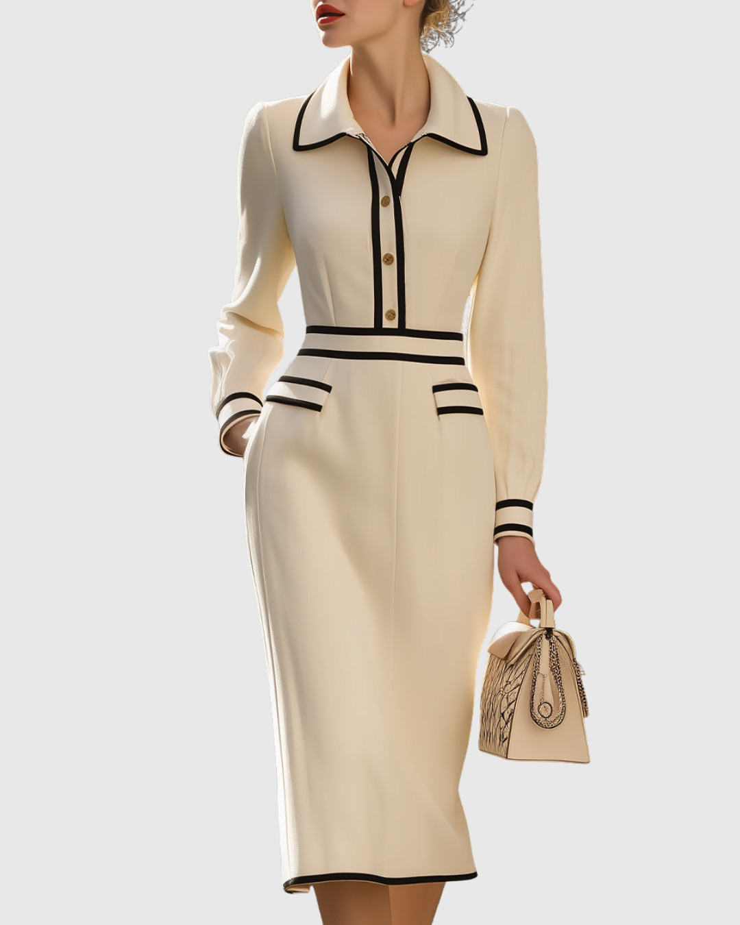 Elise | Button-Detail Midi Dress