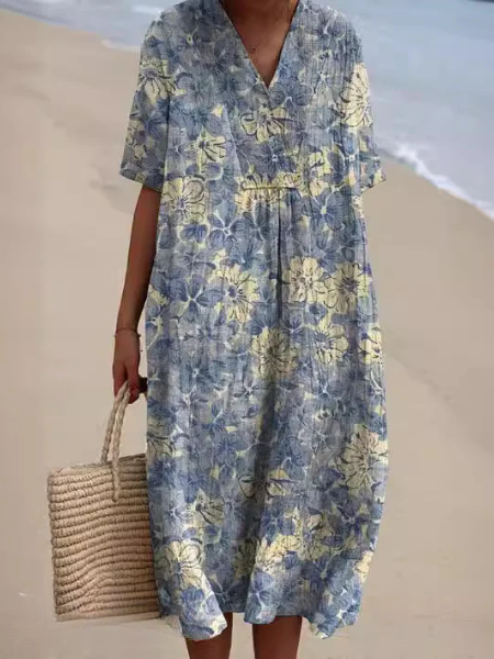 Sylvia | Colorful Coastal Midi Dress