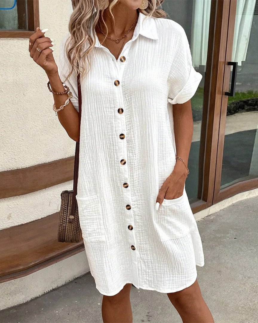 Andrea | Textured Cotton Shirt Dress