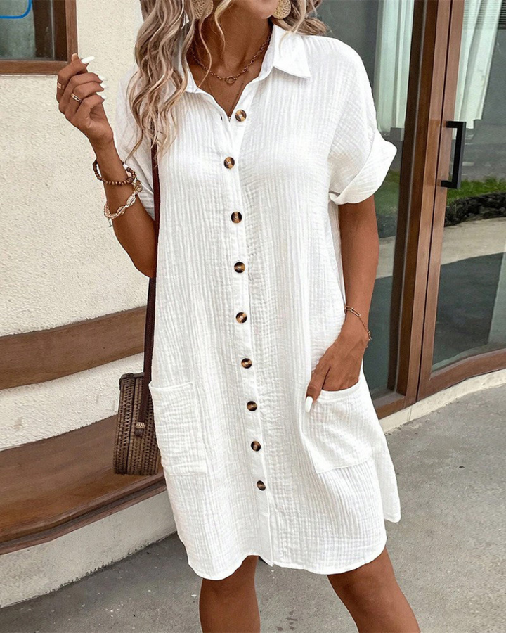 Andrea | Textured Cotton Shirt Dress