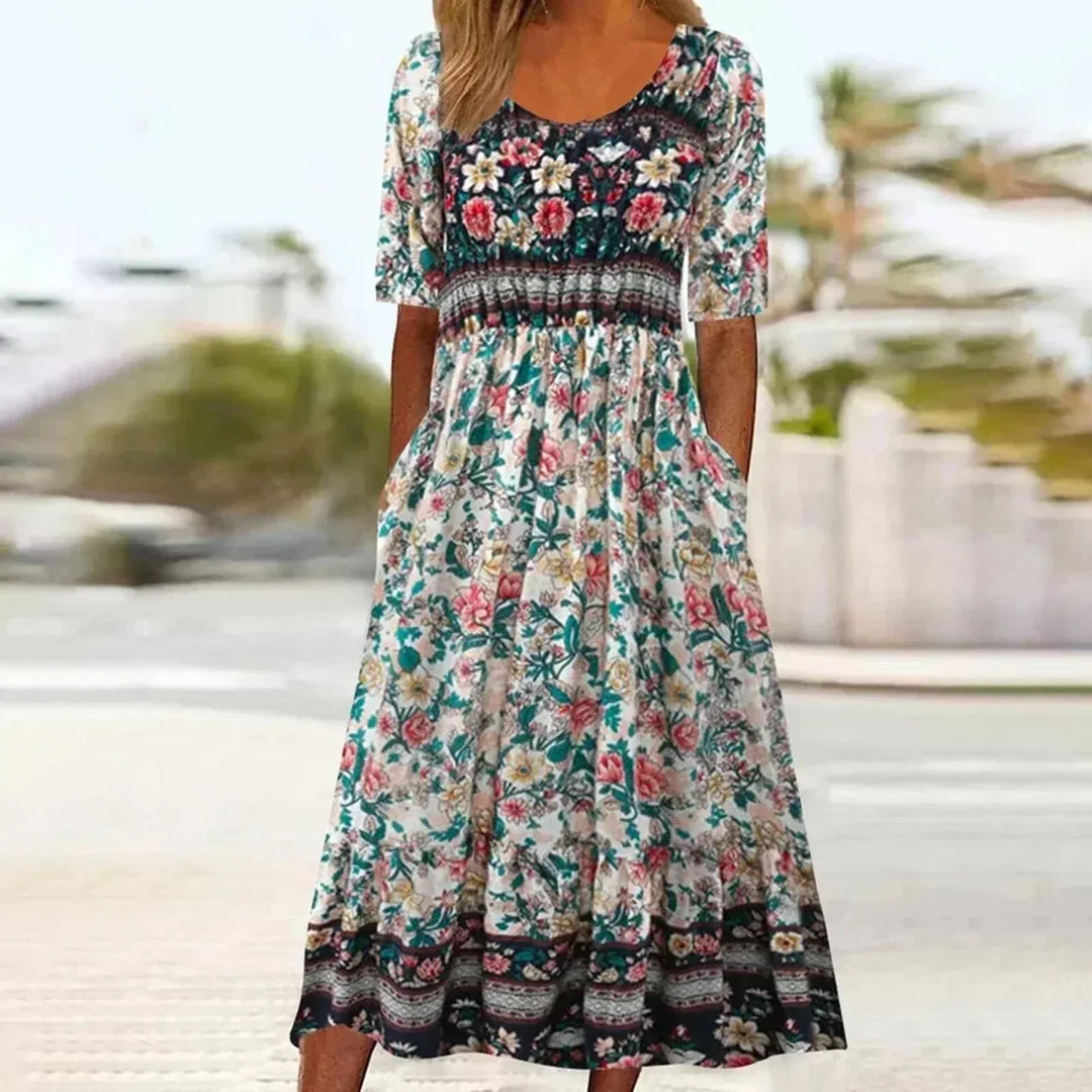 Denise | Boho Print Midi Dress