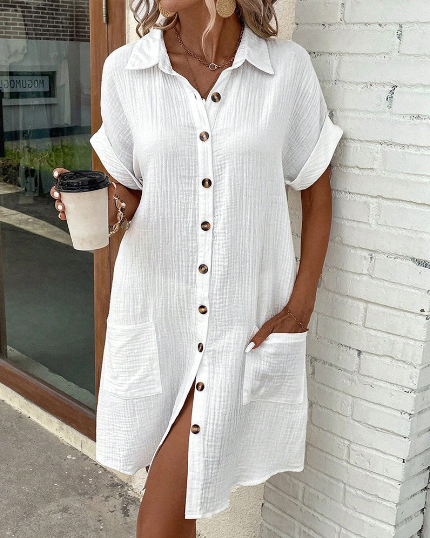 Andrea | Textured Cotton Shirt Dress