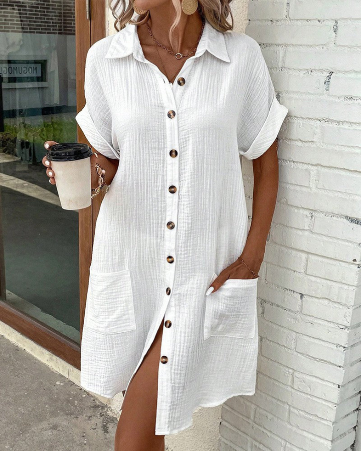 Andrea | Textured Cotton Shirt Dress