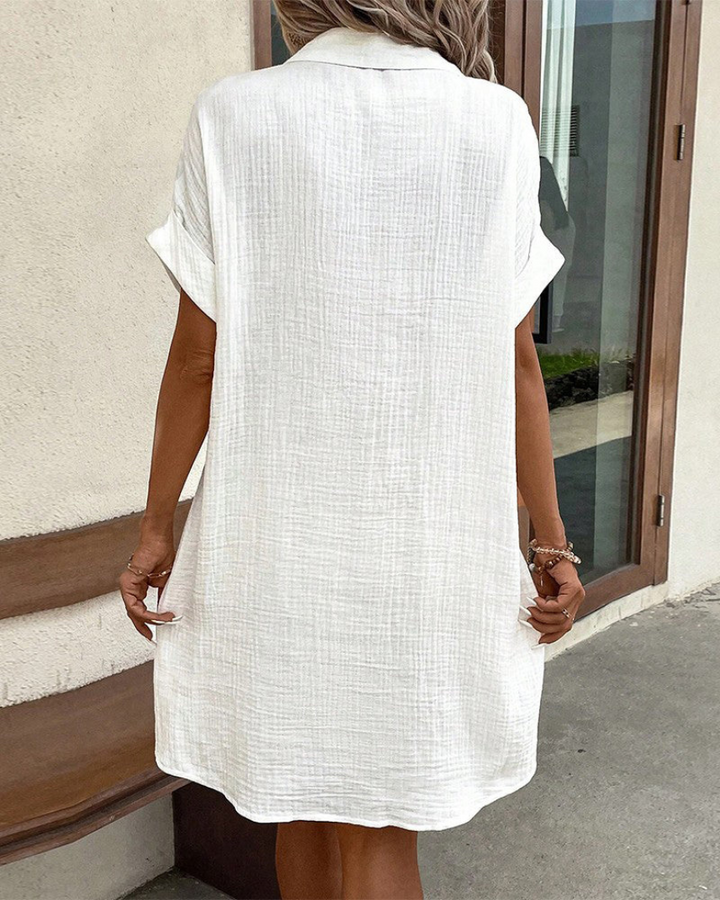 Andrea | Textured Cotton Shirt Dress