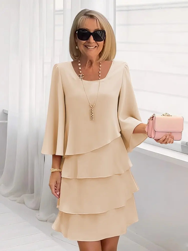 Cynthia | Flowy Ruffle Midi Dress