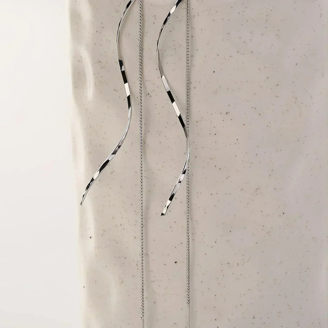 Long Earrings with Wavy Design