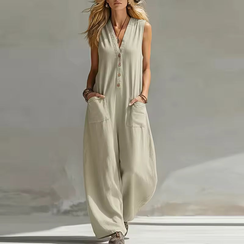 Elara | Elegant Button Pocket Jumpsuit