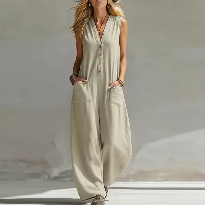 Elara | Elegant Button Pocket Jumpsuit