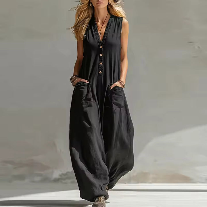 Elara | Elegant Button Pocket Jumpsuit
