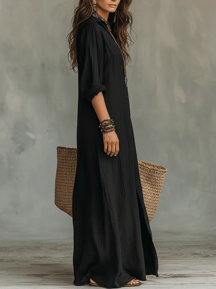Linda | Effortless Maxi Shirt Dress