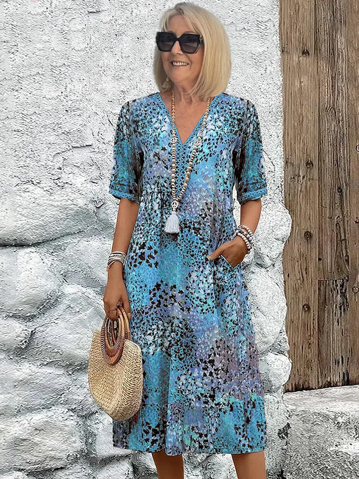 Marisol | Printed Mid-Calf Boho Dress