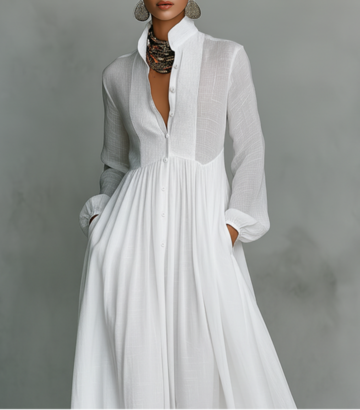 Eliza – Minimalist Cotton & Linen Maxi Dress