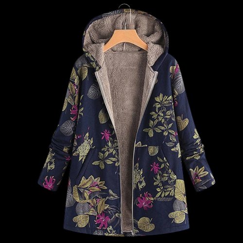 Olivia | Plus Size Hooded Floral Coat Winter Fleece Lined